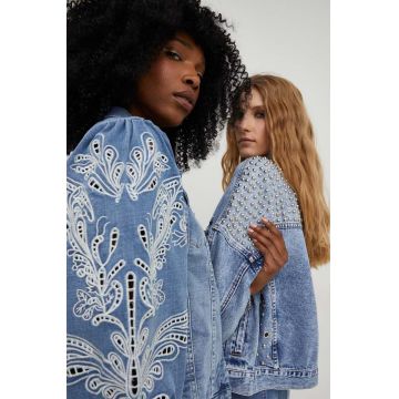 Answear Lab geaca jeans x colecția limitată SISTERHOOD femei, de tranzitie