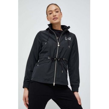 EA7 Emporio Armani geaca femei, culoarea negru, de tranzitie