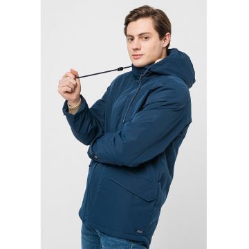 Geaca cu gluga si buzunare frontale - Albastru inchis