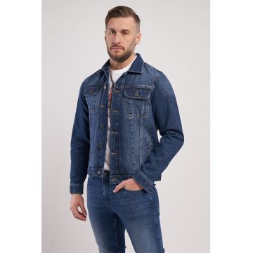 Jacheta de denim cu buzunare pe piept