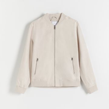 Reserved - Geacă bomber din piele ecologică - Ivory Reserved - Geacă bomber din piele ecologică - Ivory