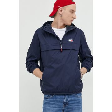 Tommy Jeans geaca barbati, culoarea albastru marin, de tranzitie