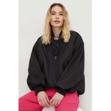 Answear Lab geaca bomber femei, culoarea negru, de tranzitie