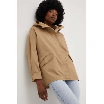 Answear Lab geaca femei, culoarea bej, de tranzitie, oversize