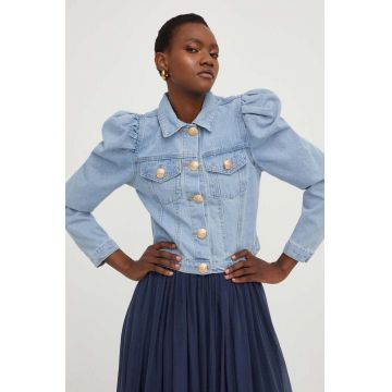 Answear Lab geaca jeans PREMIUM JEANS femei, de tranzitie