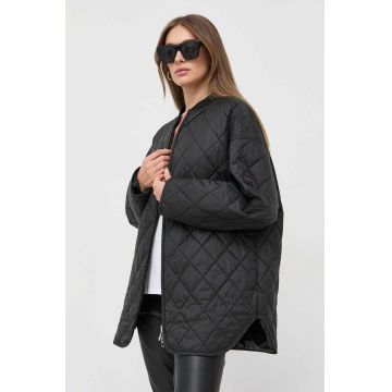 BOSS geaca femei, culoarea negru, de tranzitie, oversize