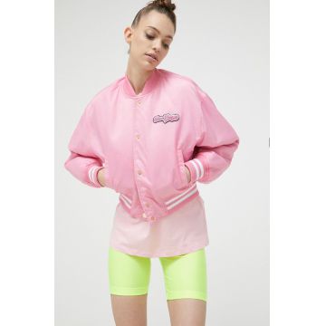 Chiara Ferragni geaca bomber cu doua fete Varsity femei, culoarea roz, de tranzitie