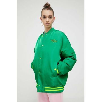 Chiara Ferragni geaca bomber Ferragni Stretch femei, culoarea verde, de tranzitie