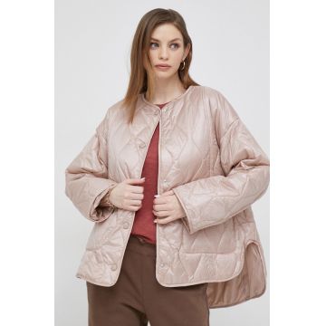 Deha geaca femei, culoarea roz, de tranzitie, oversize
