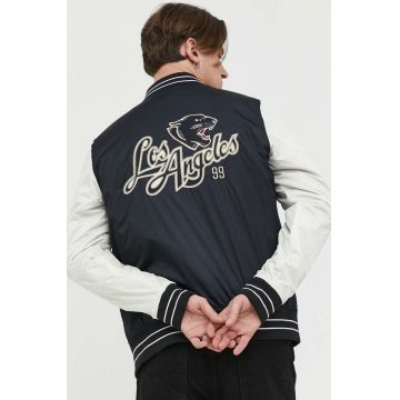 Hollister Co. geaca bomber barbati, culoarea negru, de tranzitie