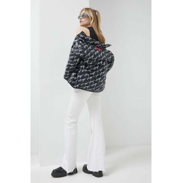 HUGO geaca femei, culoarea negru, de tranzitie