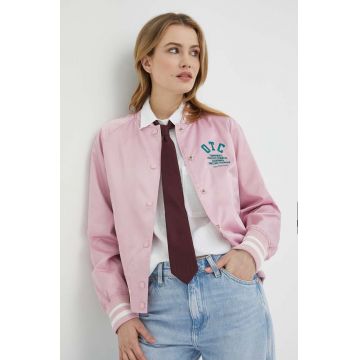 Marc O'Polo geaca bomber DENIM femei, culoarea roz, de tranzitie