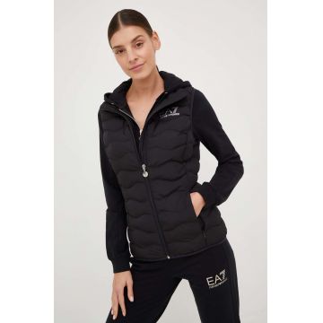 EA7 Emporio Armani vesta femei, culoarea negru, de tranzitie