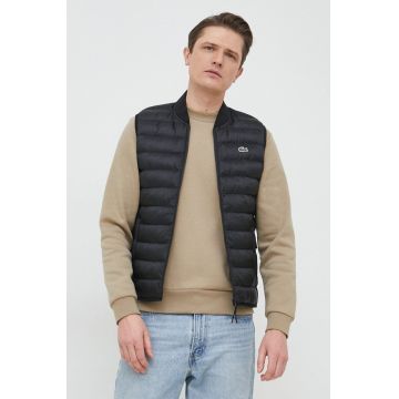 Lacoste vesta barbati, culoarea negru, de tranzitie