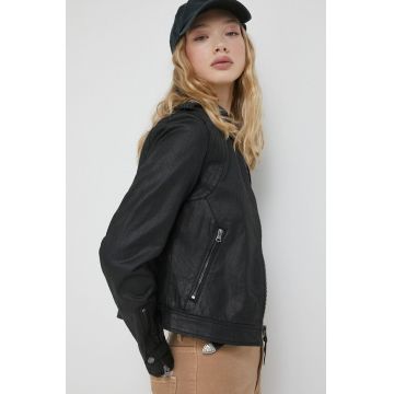 Superdry geaca femei, culoarea negru, de tranzitie