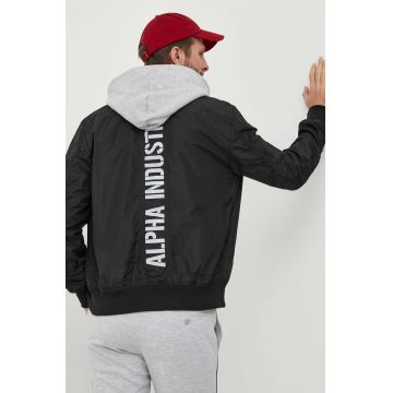Alpha Industries geaca barbati, culoarea negru, de tranzitie