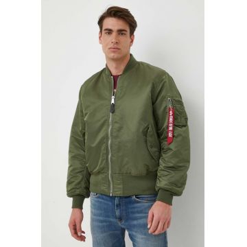 Alpha Industries geacă bomber cu două fețe MA-1 bărbați, culoarea verde, de tranziție 100101.01-SageGreen