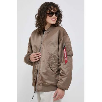 Alpha Industries geaca bomber MA-1 CORE WMN femei, culoarea maro, de iarna, oversize