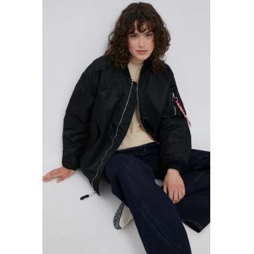 Alpha Industries geacă bomber MA-1 CORE WMN femei, culoarea negru, de iarnă, oversize 108010.03-Black