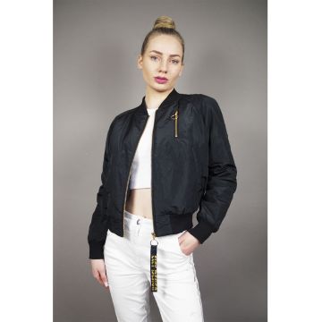 Jacheta bomber crop cu imprimeu logo