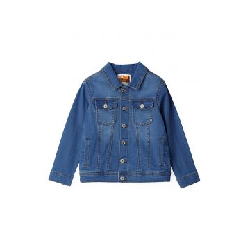 Jacheta de denim cu cusaturi contrastante