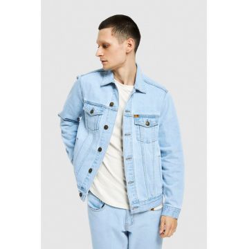 Jacheta unisex de denim cu buzunare pe piept