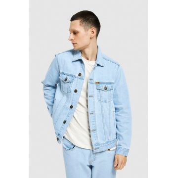 Jacheta unisex de denim cu buzunare pe piept