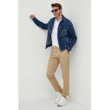 Pepe Jeans geaca jeans Pinner barbati, culoarea albastru marin, de tranzitie