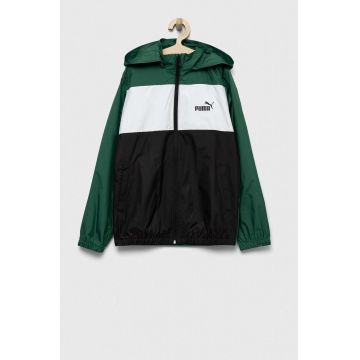 Puma geaca copii ESS+ CB Windbreaker B culoarea verde