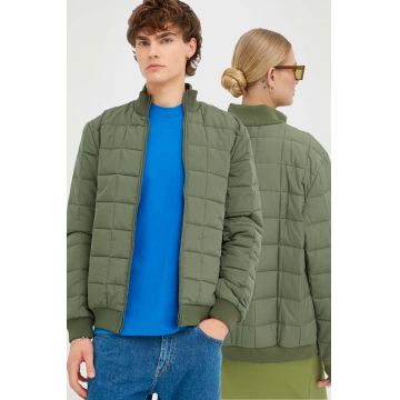 Rains geaca bomber 18180 Liner High Neck Jacket culoarea verde, de tranzitie