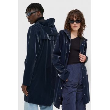 Rains geaca de ploaie 12020 Long Jacket culoarea albastru marin, de tranzitie