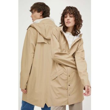 Rains geacă de ploaie 12020 Long Jacket culoarea bej, de tranziție 12020.24-24Sand