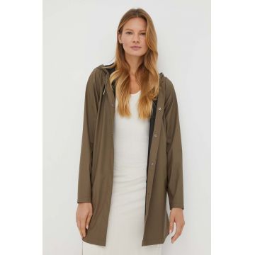 Rains geaca de ploaie 18050 A-line W Jacket femei, culoarea maro, de tranzitie