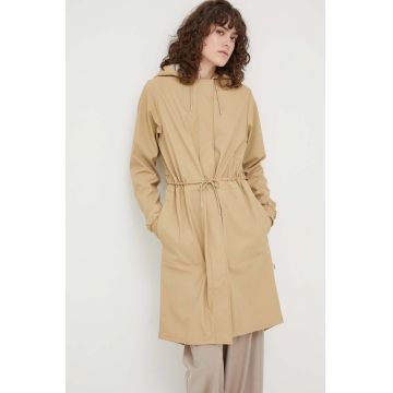 Rains geacă de ploaie 18550 String Parka femei, culoarea bej, de tranzitie 18550.24-24Sand
