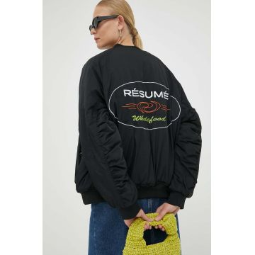 Résumé geaca bomber femei, culoarea negru, de iarna, oversize