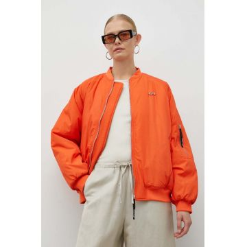 Résumé geaca bomber femei, culoarea portocaliu, de iarna, oversize