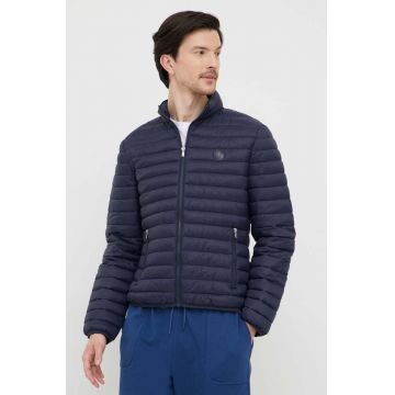 Trussardi geaca barbati, culoarea albastru marin, de tranzitie