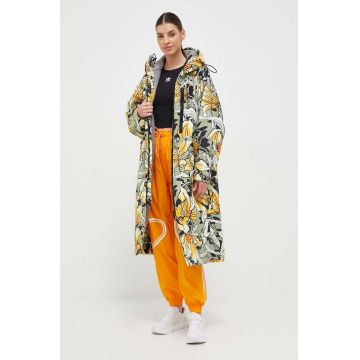 adidas by Stella McCartney geaca femei, culoarea galben, de tranzitie, oversize