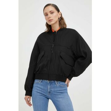 G-Star Raw geaca bomber femei, culoarea negru, de tranzitie