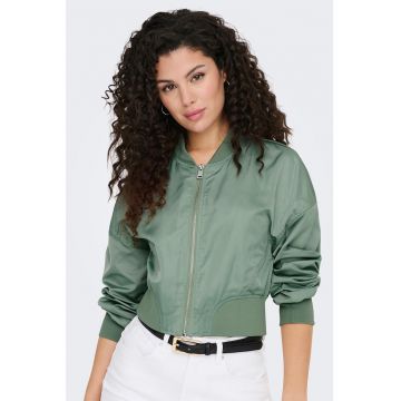 Jacheta bomber crop de satin