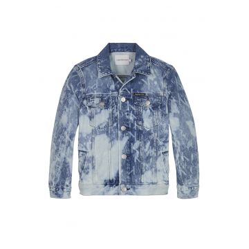 Jacheta de denim cu aspect decolorat