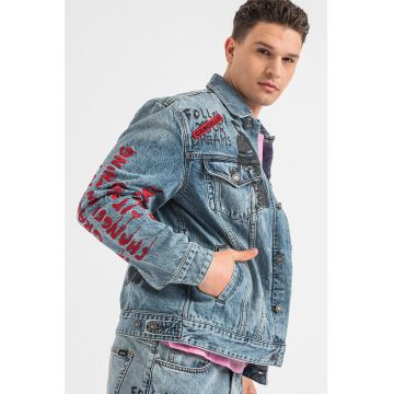 Jacheta supradimensionata din denim cu model