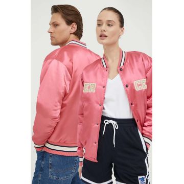 Mercer Amsterdam geaca bomber culoarea roz, de iarna