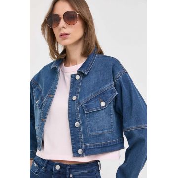 Morgan geaca jeans femei, culoarea albastru marin, de tranzitie