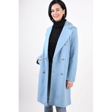 Palton dama bleu cu doua randuri de nasturi