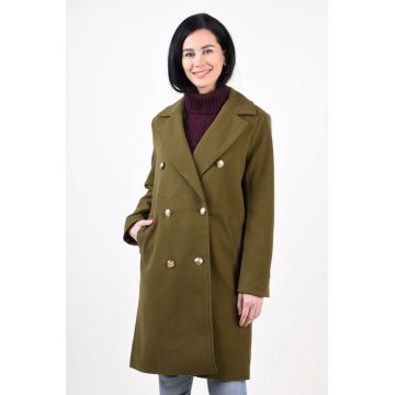 Palton dama kaki cu doua randuri de nasturi