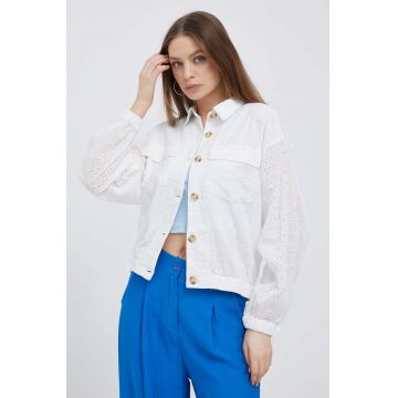 Pepe Jeans geaca femei, culoarea alb, de tranzitie