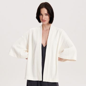 Reserved - Kimono cu cordon în talie - Ivory