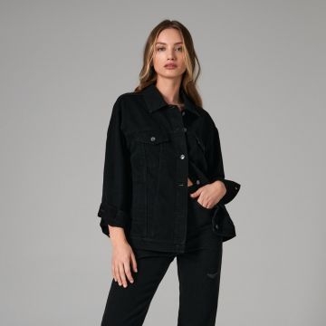 Sinsay - Geacă oversized din denim - Negru