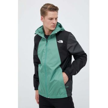 The North Face geaca de ploaie Farside barbati, culoarea verde, de tranzitie